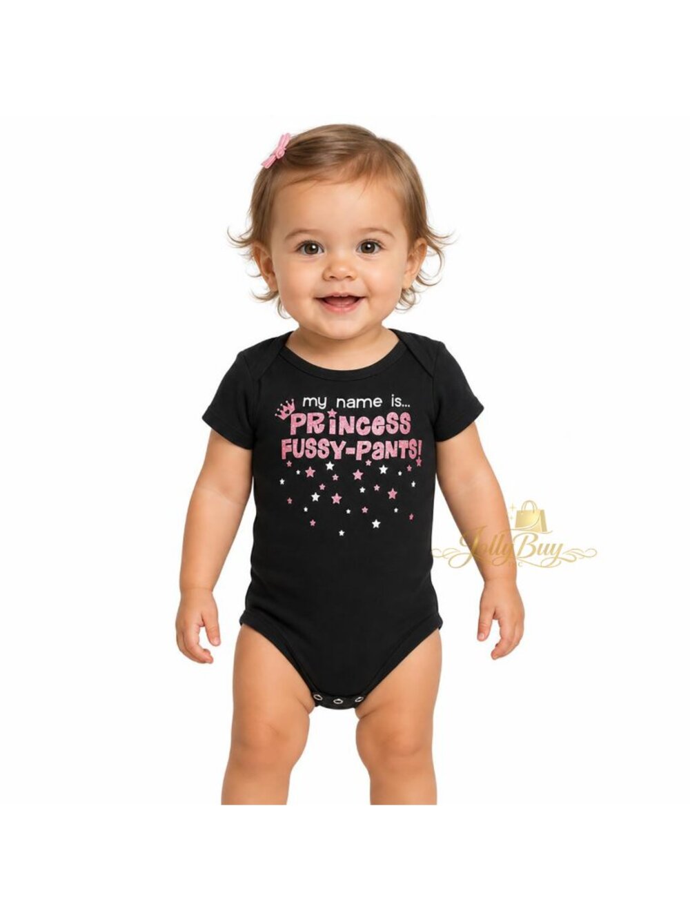Baby Girl’s Creeper Bodysuit ‘Princess Fussy-Pants’ Cotton Romper NEW